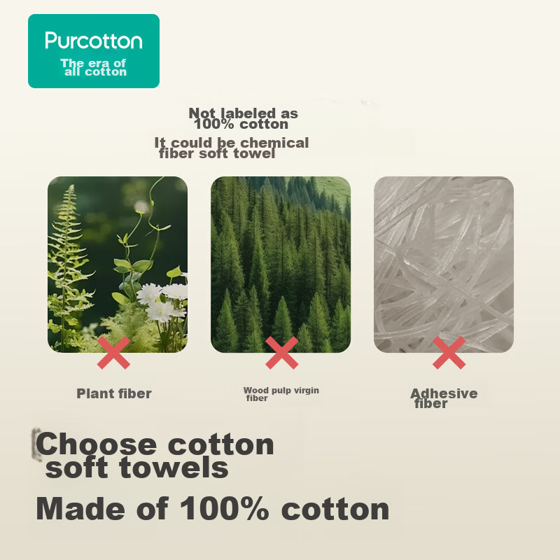 Влажные салфетки PurCotton для малышей, 140 шт., 1 упаковка, мягкие, 100% хлопок, увеличенный размер, утолщенные, с подвесным дизайном.