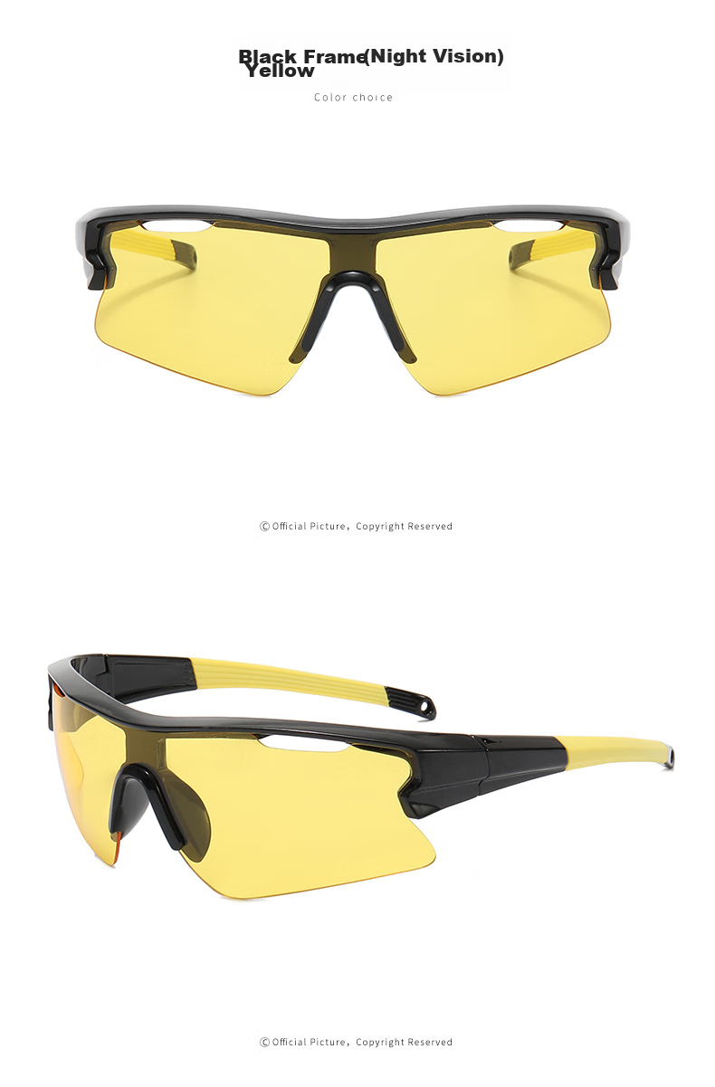 BIKEBROS Cycling Glasses, Multi-Color Windproof Mountain Bike Glasses, Sports Outdoor Running Motorcycle Bicycle Riding Equipment, Bicycle Accessories [Night Vision Black Frame with Yellow Film] 6