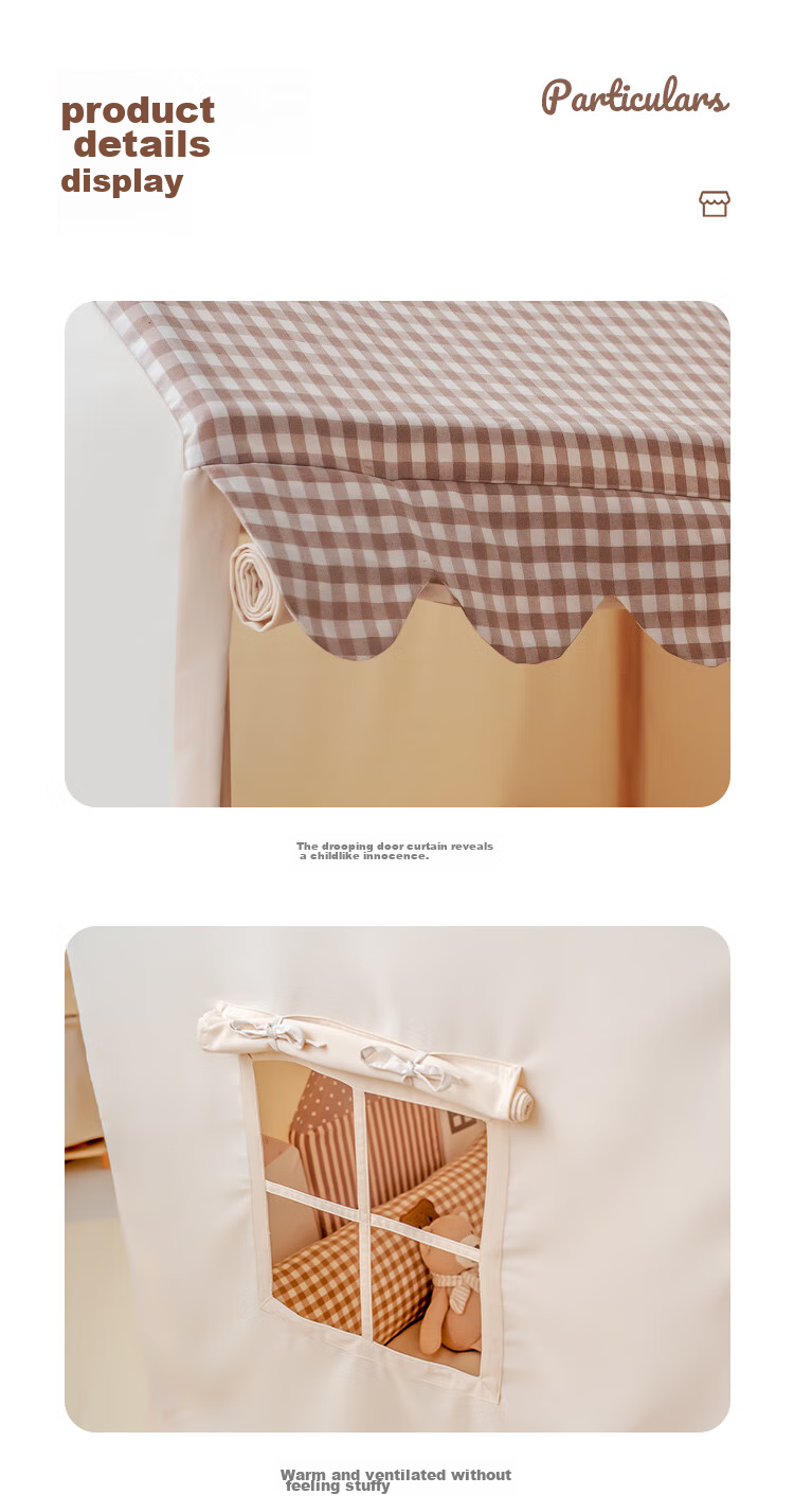 Little Dove Children's Tent Indoor Playhouse/ins Princess Room for Boys And Girls, Khaki Plaid (Pillow Not Included) 11