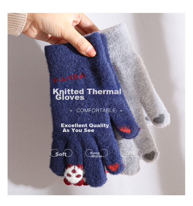GRGN Winter Thermal Cycling Gloves for Men and Women, Thickened Fleece Lined Windproof Touchscreen Knit Gloves 4
