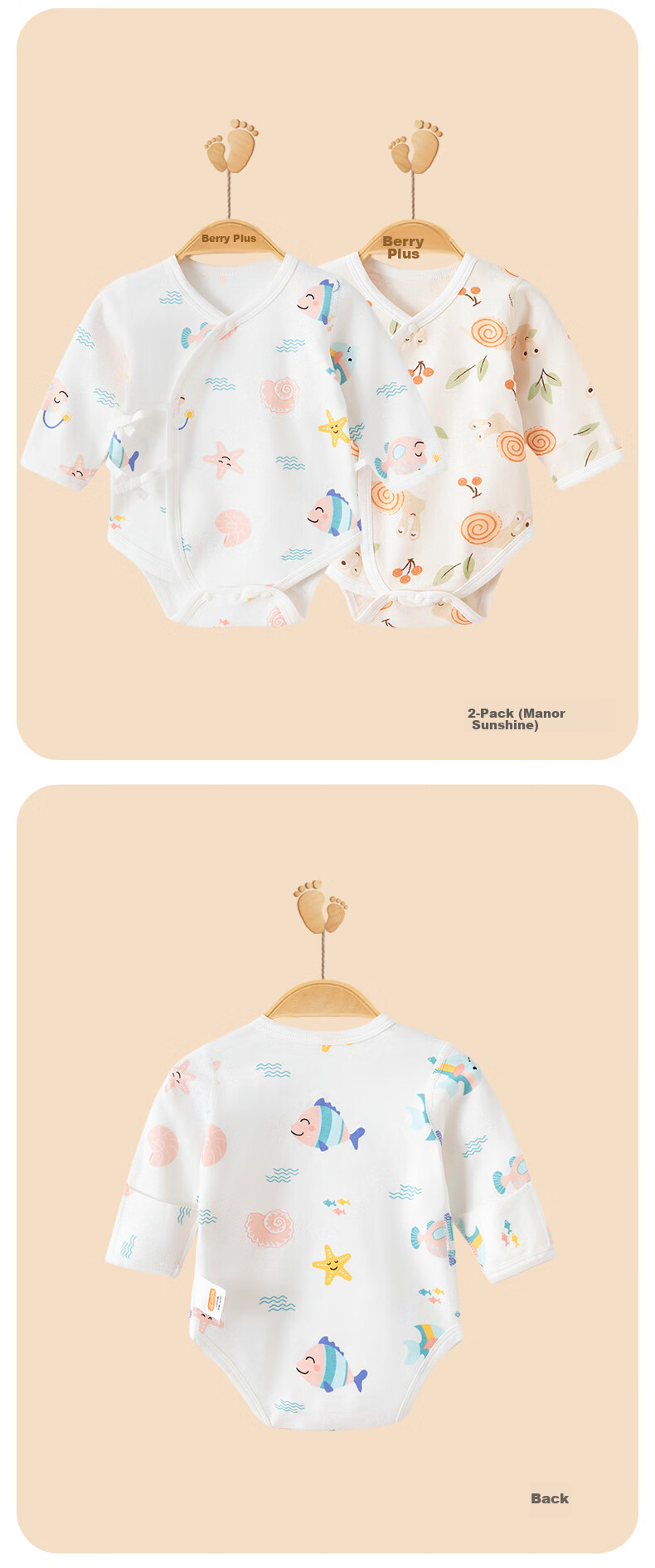 Babyprints Baby Romper 2-Piece Set for Newborn Boys And Girls, Soft Cotton Onesie for Newborns, Cute Rabbit Bear Design, Size 59 5