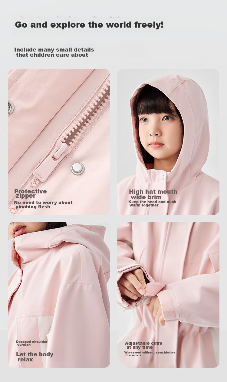 BALABALA Children's Outerwear, Girls' Jacket, Autumn 2024 Collection, for Older Children, Waterproof And Windproof, Color-Block Design, Trendy Top, 208324105005 5