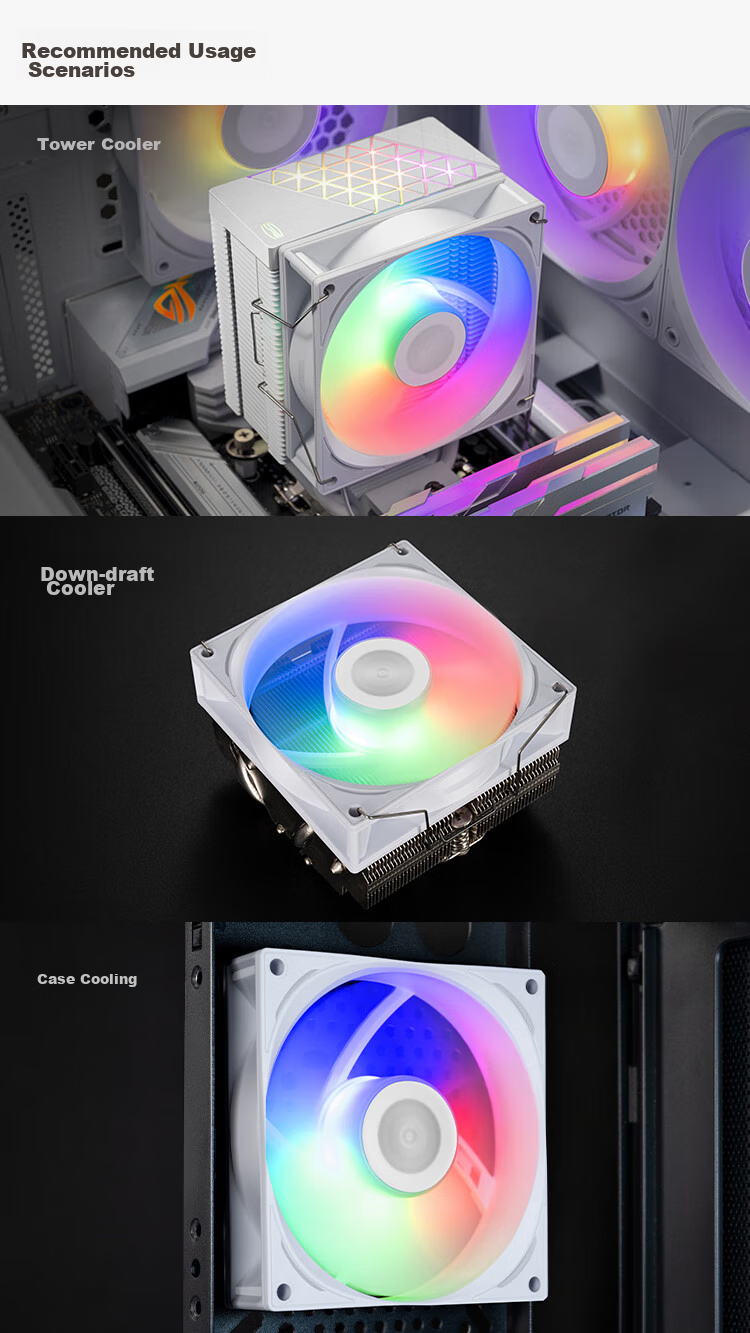 PCCOOLER Wind Blade T90 SRGB WH White Phantom 9CM Case Fan (PWM/Hydraulic Bearing/Compatible with CPU Coolers for Modification/9025 Specification) 7