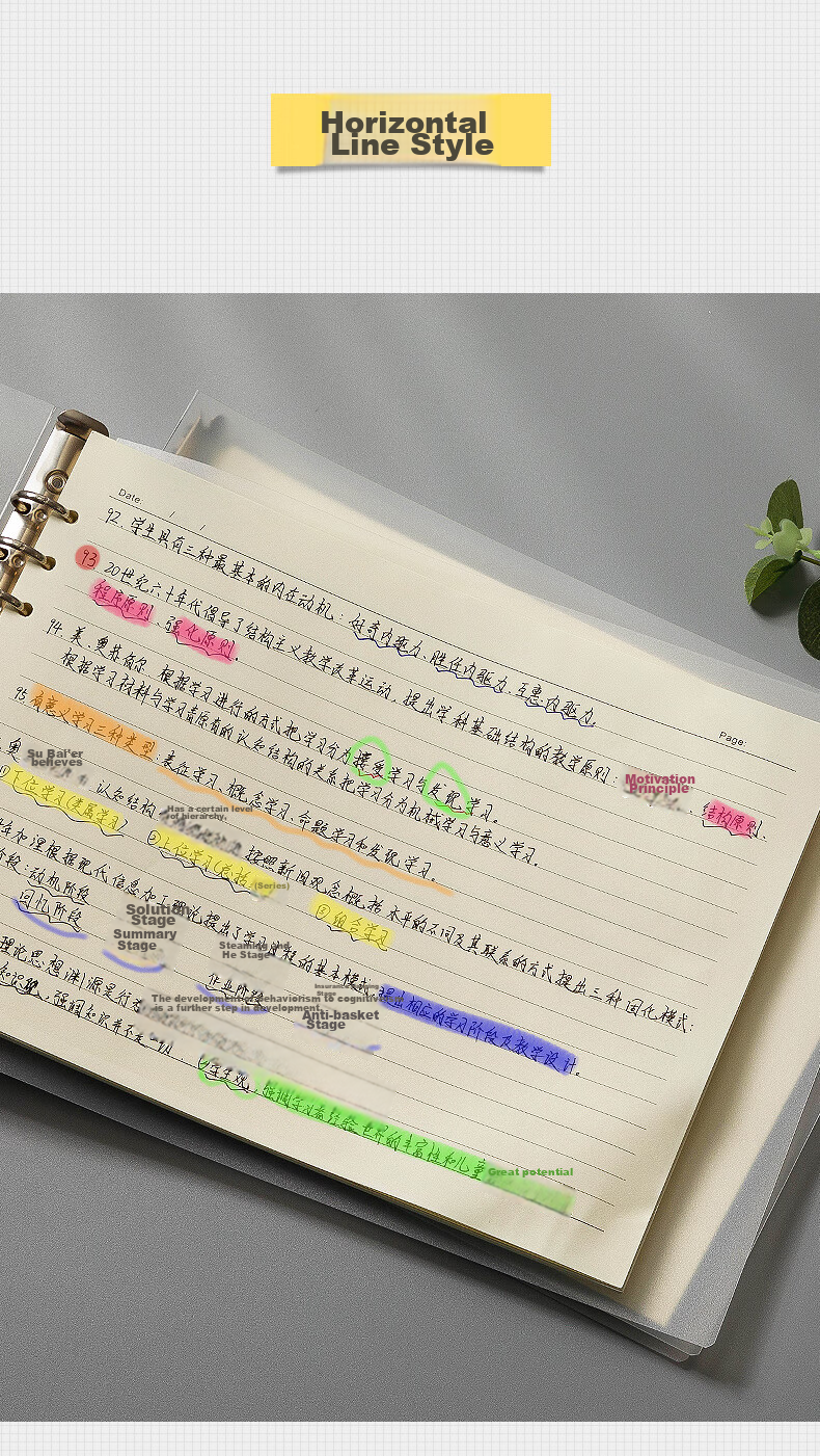 Faramon Loose-Leaf Notebook with Ruled Pages, 3 A4 Thick Notebooks, Detachable Horizontal Mind Maps, Simple Spiral-Bound Notebooks for College Students 13
