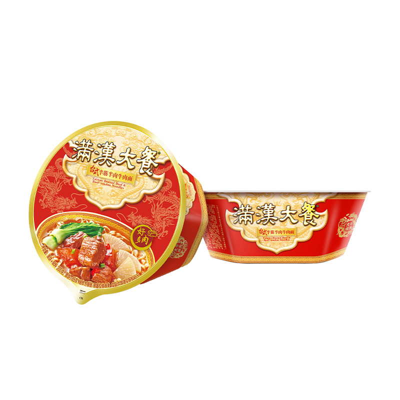 统一满汉大餐 台式半筋半肉牛肉面 碗面 200g*8碗 方便面速食面泡面 