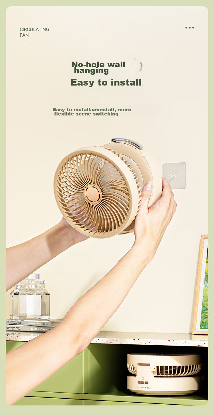 Xiyou Kitchen Wall-Mounted Fan, No Drilling Required, for Bed, Dormitory, Office Desk, Small Tabletop Rechargeable Electric Fan, Bathroom Air Circulator, Home-Use Mini Fa 16