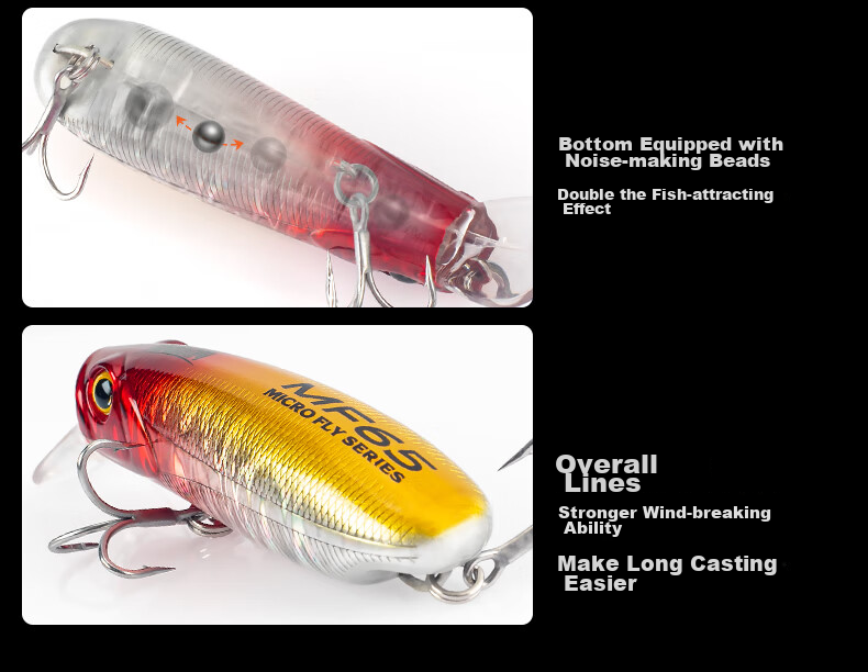 Guowangliya Lure Micro-Fly Scale Series Minnow Sinking Slow Sinking Floating Lure Artificial Bait Long-Distance Casting for Topmouth Culter And Bass in Black Pits 9