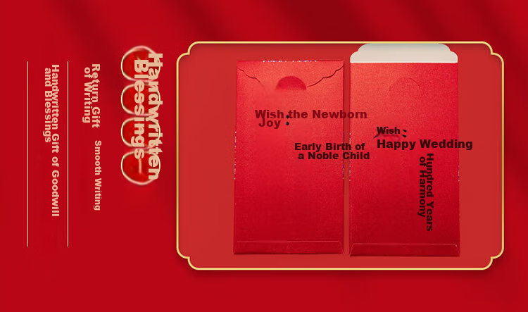 June Bride, Century-Long Happiness Wedding Red Packet, Creative Engagement Customized Wedding Character Lucky Money Envelope, Wedding Red Packet Bag, 6 Pieces 4