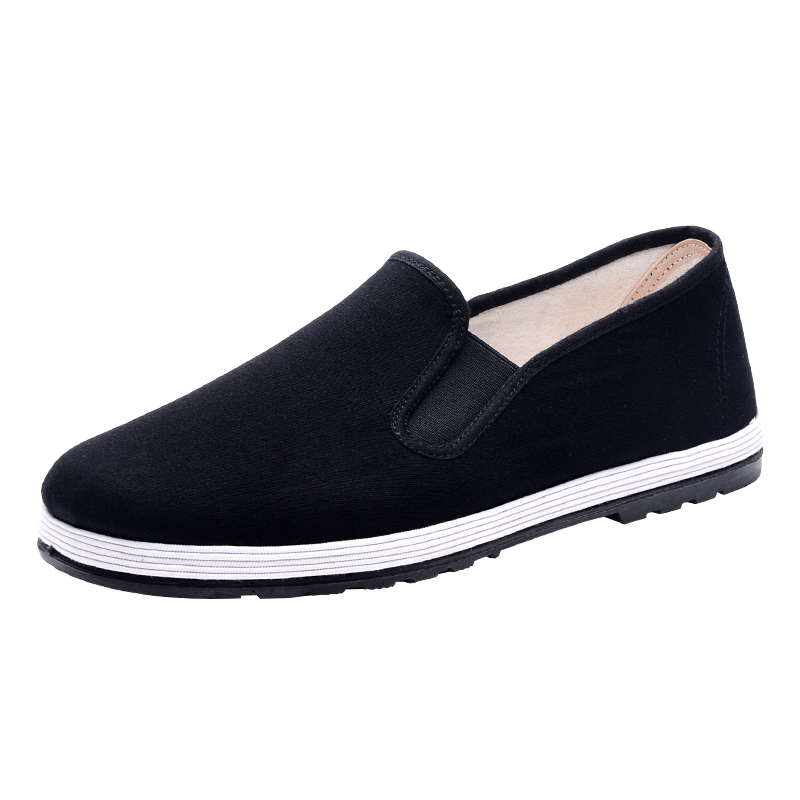 BUS HEYUAN Traditional Thousand-Layer Sole Cloth Shoes, Casual Shoes, Elderly Shoes, Old Beijing Cloth Shoes for Men 7710, Black, Size 44