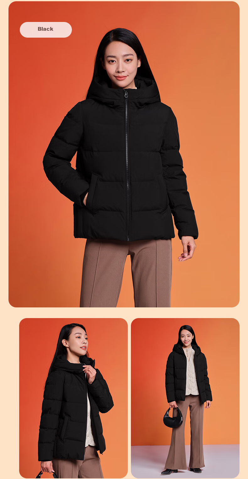 Tanboer Women's Short down Jacket, Autumn And Winter Hooded Loose Warm Coat, Thick TD236356, Zhiban Purple, Size 170 29