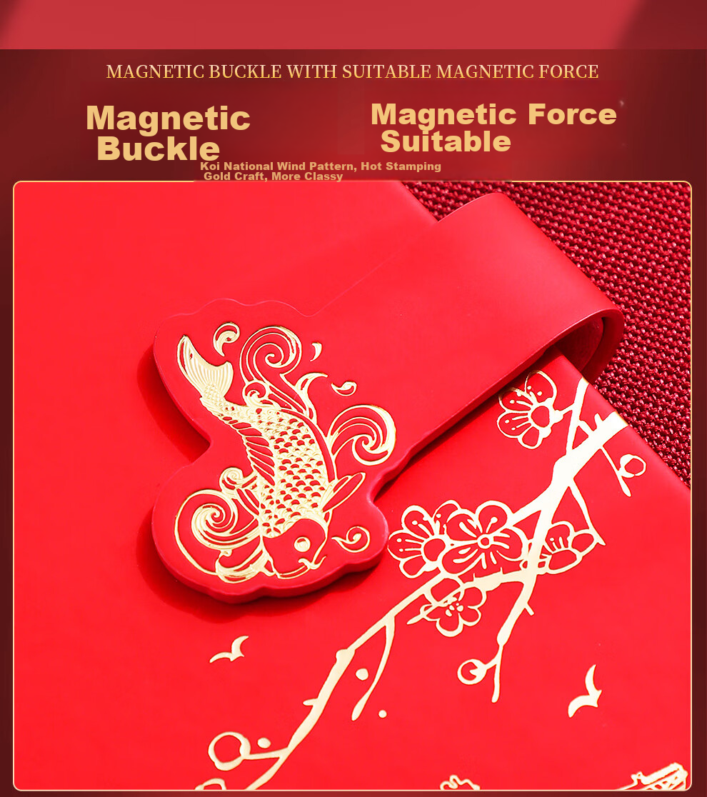 Longe National Trend Notebook A5 Thick Journal Chinese Style Koi Notebook Stationery High-Quality Notebook Diary Office Meeting Record Book Customizable 6