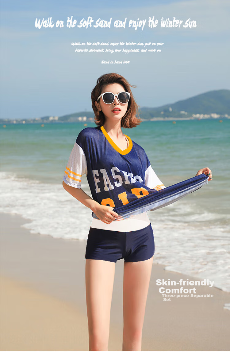 LangSha Women's Swimsuit Set of Three Pieces for Summer, Ice Silk Fabric, Anti-Exposure, Slimming Effect, Beach Sports Casual Swimwear 1