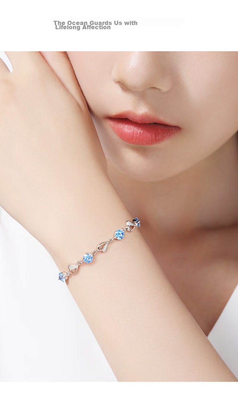 GLTEN Swarovski Zirconia Ocean Heart Silver Bracelet for Women, New Jewelry Design, Birthday Gift, Anniversary Present for Girlfriend Or Wife 10