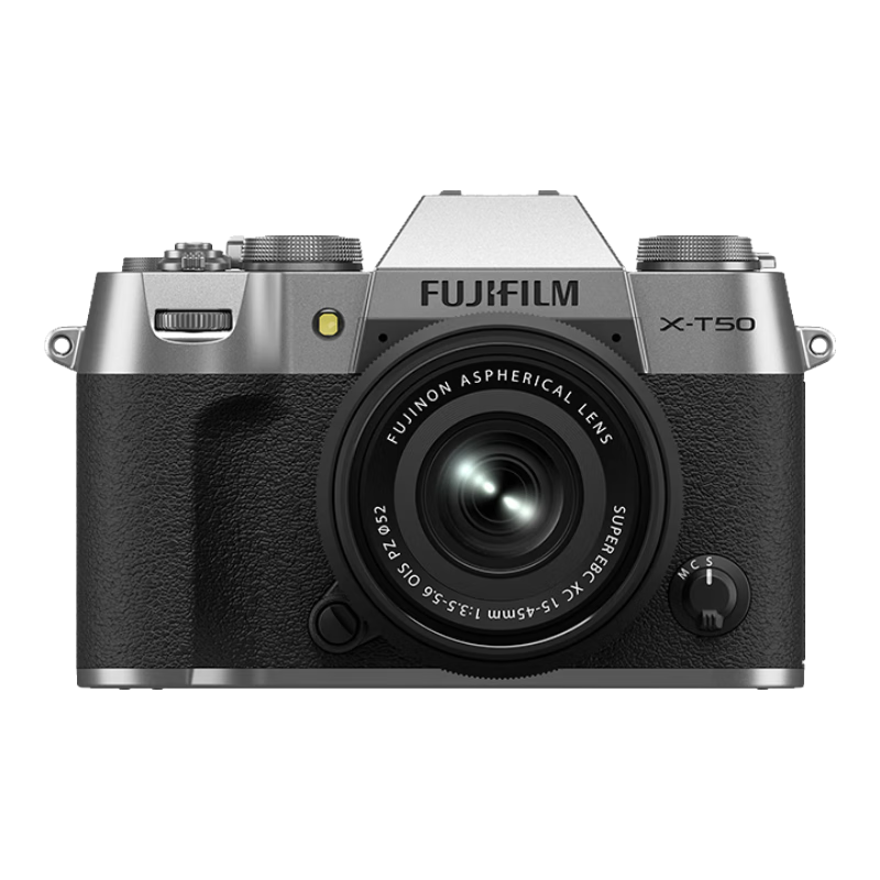 FUJIFILM X-T50/XT50 Mirrorless Camera Kit (15-45mm Lens) 40.2 Megapixels 7-Stop Five-Axis Image Stabilization 20 Film Simulation Modes Cosmo Silver