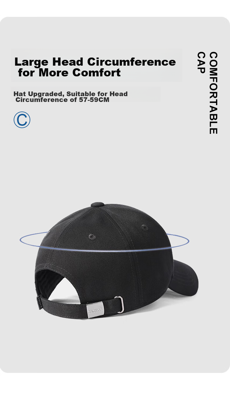CACUSS Baseball Cap for Women, All-Season Large Head Circumference Hard Top Visor Cap, Sun Protection Hat, Couple Matching Versatile Face-Slimming Cap 8
