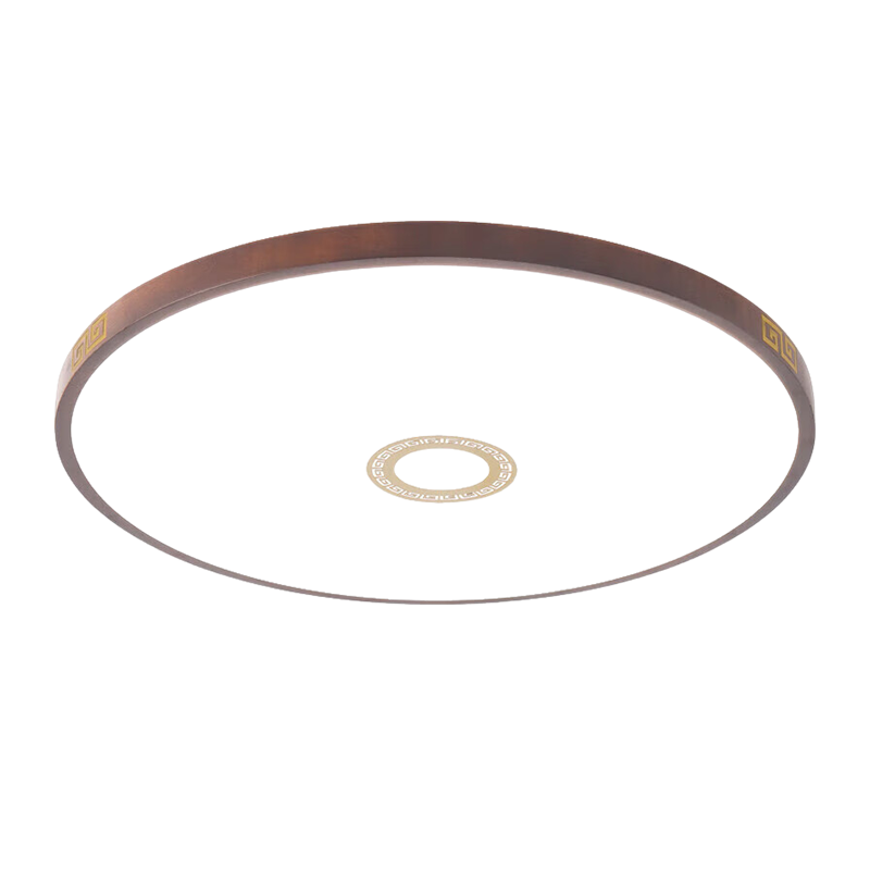 NVC LED New Chinese-Style Simple Living Room Bedroom Dining Room Solid Wood Lamp, Vintage Style Three-Color Dimming Hujing Yuan 36W