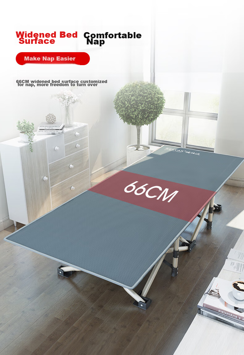 Restar Folding Bed, Single Office Nap Bed, Simple Hospital Bed, Siesta Bed, Lounge Chair, 26 Tube Standard Flat Model 4