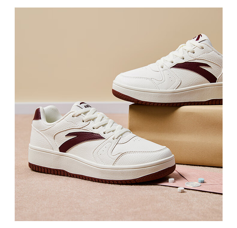 Anta Origin Year 2.0 Women's Thick-Soled Skate Shoes Casual White Sneakers Retro Trendy Height-Increasing Sports Shoes for Students Couples 22