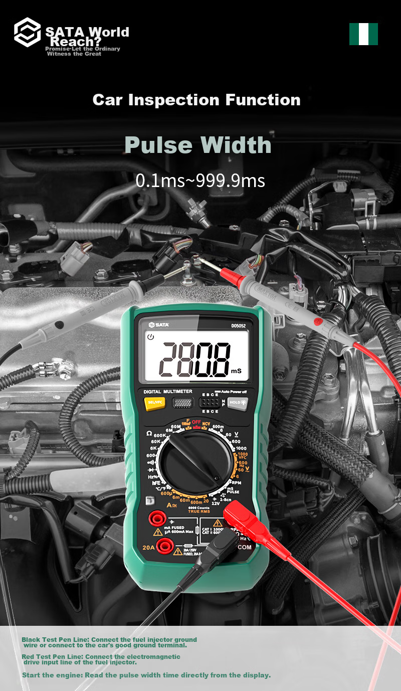 Shida SATA Automotive Multimeter, Multi-Functional Inspection, Burn Prevention, Auto Repair Digital Display Universal Meter, Electrician-Specific D05052 Standard Configuratio 8