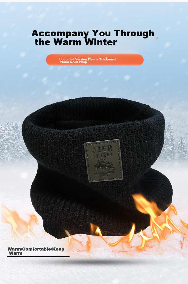 JEEP Men's Hooded Scarf with Fleece Lining for Warmth, Knitted Neck Warmer for Autumn And Winter, Cold-Proof Neck Gaiter A0636 3