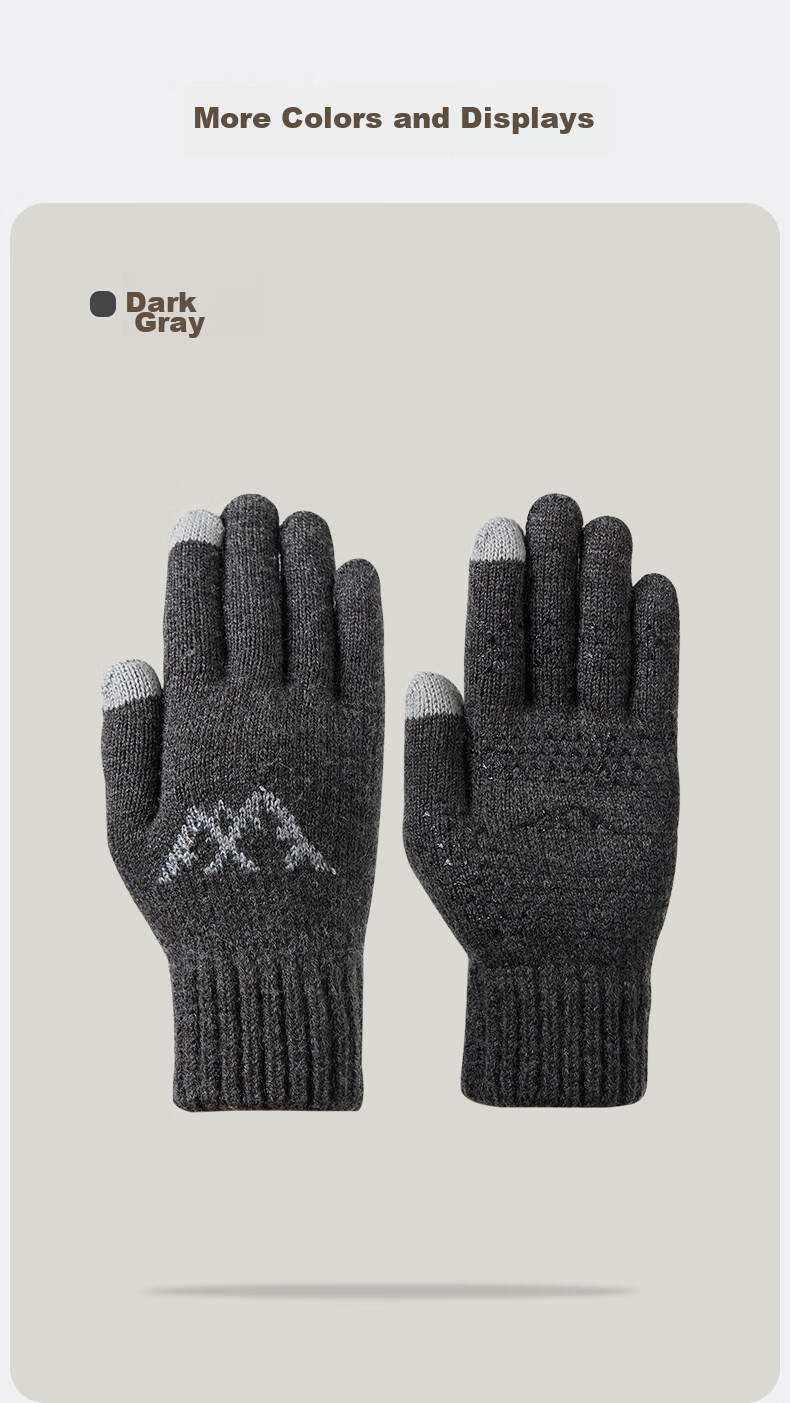 MISSION UV Sheepskin Warm Gloves for Men, Thick Winter Autumn Outdoor Cycling Driving Anti-Cold Touchscreen Compatible Knitted Gloves 9