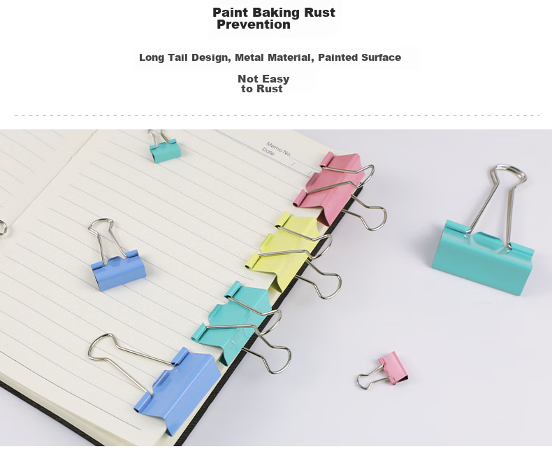 Befon Binder Clips, 40 Pieces, 19mm Small Size 5#, Colorful Metal Tail Clips, Paper Clips for Documents And Bills, Office Supplies, 40 Pieces/tube, 4266 9