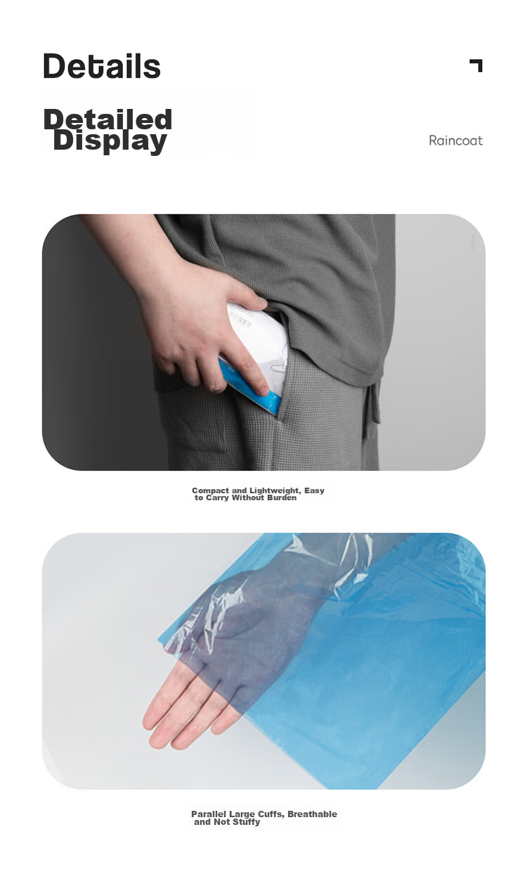 BANANA TRIP Adult Raincoat Poncho, Outdoor Travel, New Material, Non-Disposable, Portable, Thickened, Blue *2 Pieces 7