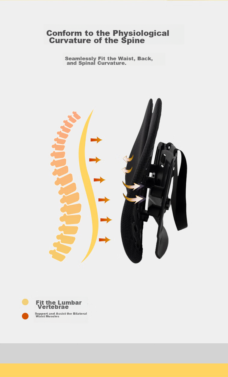 RATHBONE Ergonomic Lumbar Support Cushion for Office, Car, Student Chair Back Support, Spine Support Pad 5