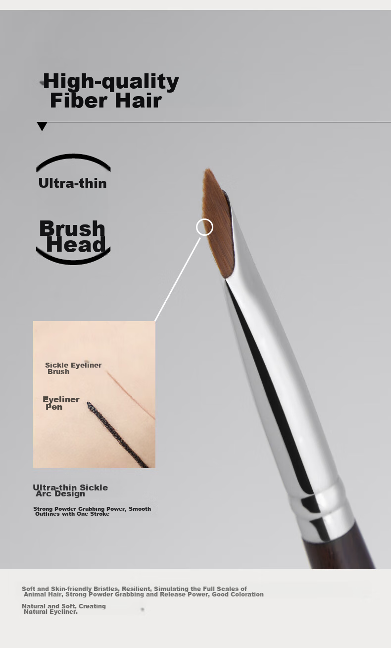 BLJ Sickle-Shaped Eyeliner Brush Single Piece, Flat Head Ultra-Thin Eye Detail Makeup Brush for Tear Trough, Ebony Series HT21 3