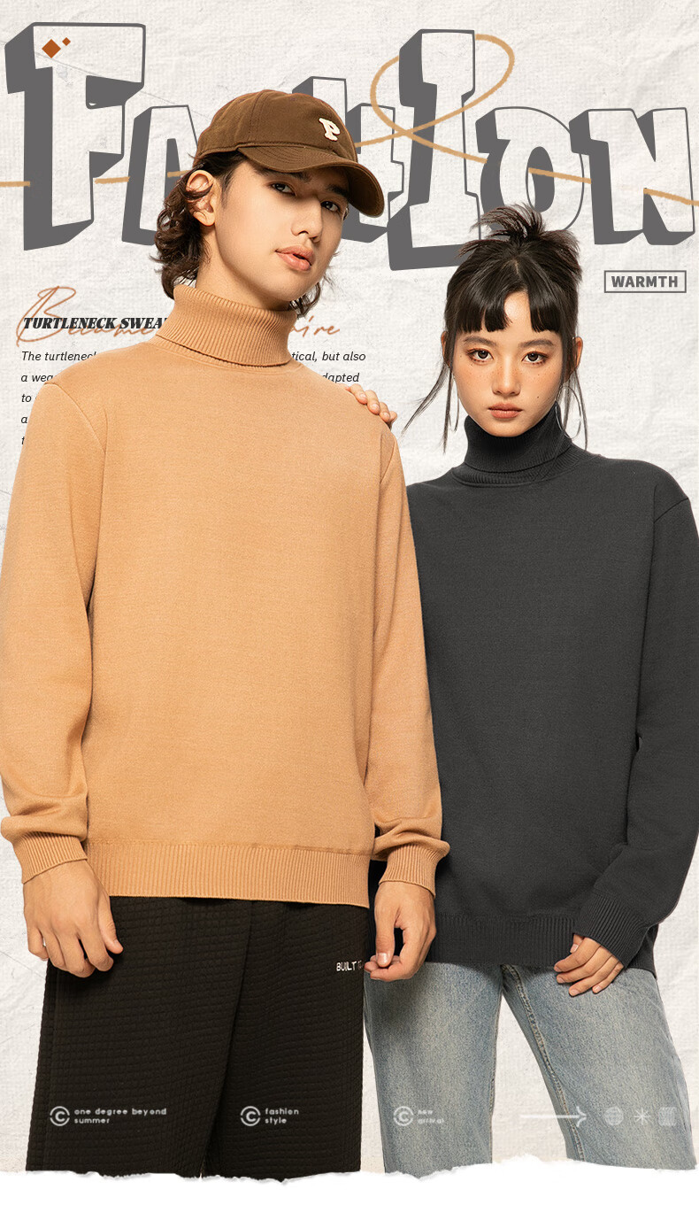 GENIOLAMODE [Endorsed by Ao Ruipeng] Men's Winter High Neck Versatile Base Knit Sweater Black 3XL 1