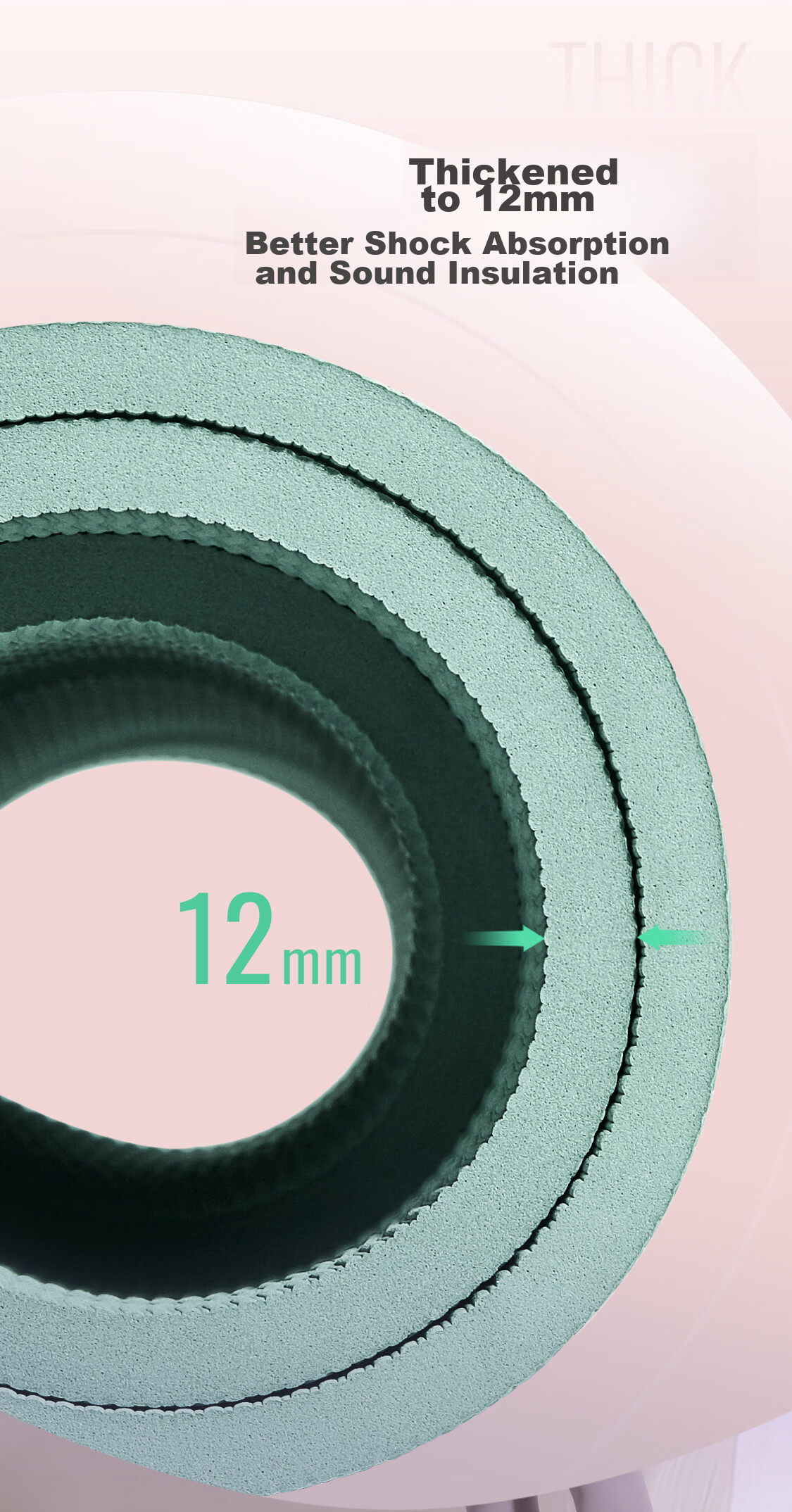 Keep Jump Rope Shock-Absorbing Pad, Soundproof, Thickened 12mm, Women's Sports Fitness Silent Rope, with And without Rope, Indoor Home Use 3