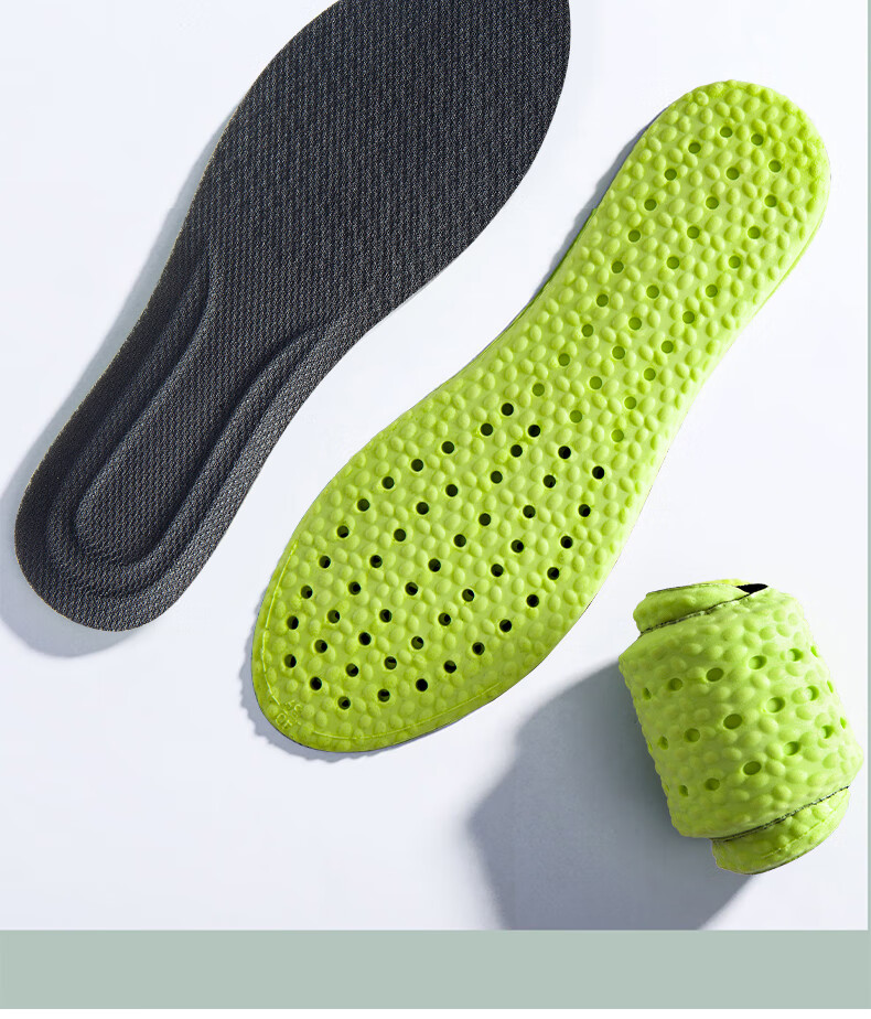 IQGD 2 Pairs Sports Insoles for Men, Soft And Elastic, Mugwort Scent, Odor-Resistant, Breathable, Shock-Absorbing, Military Training 6019, Black And Green, Size 35-36 16