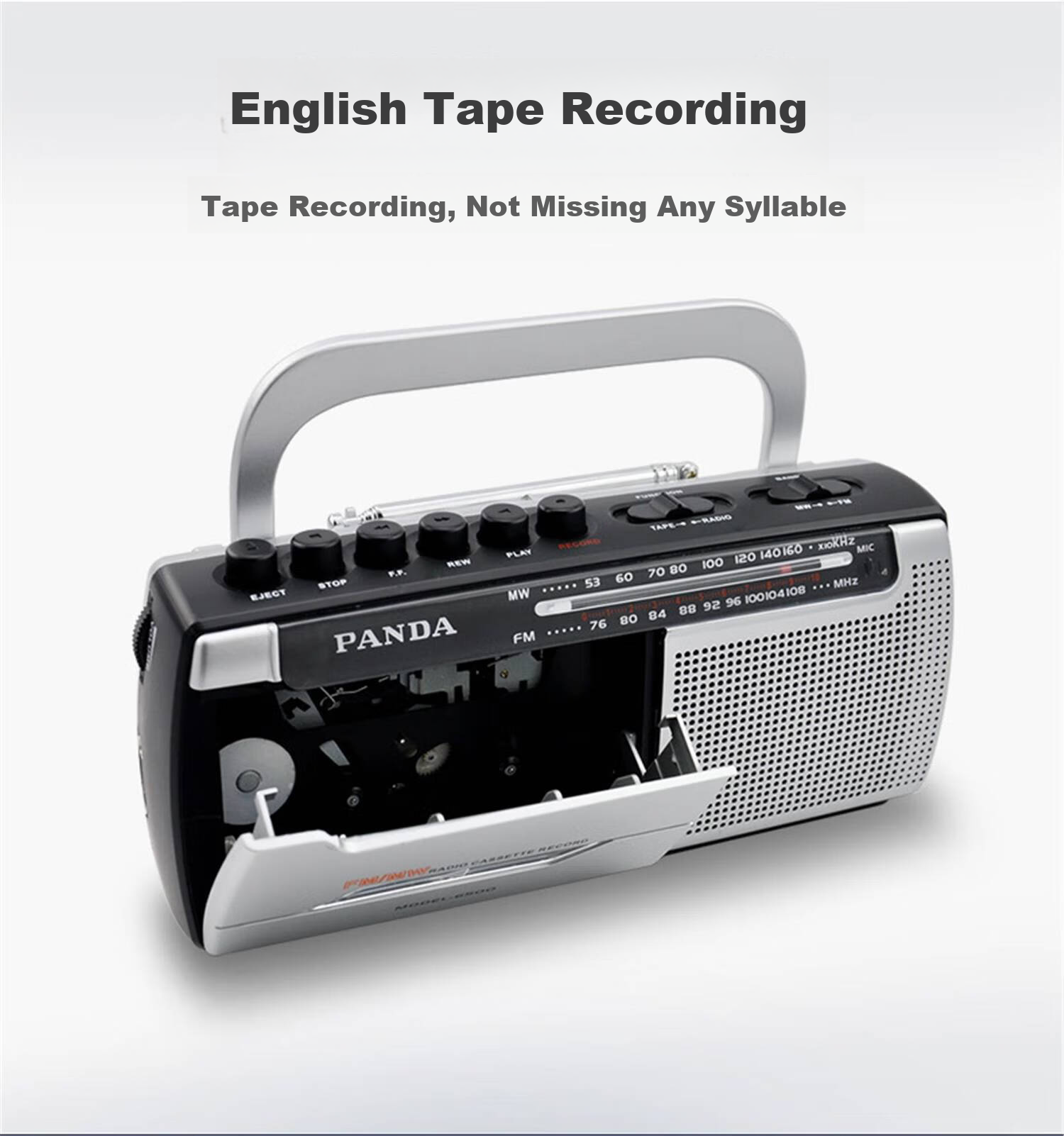PANDA (PANDA) 6503 Portable Tape Recorder for Elderly with USB and SD Card Slots, Mini Player for Cassette Recording, English Learning for Elderly at Home, White 3