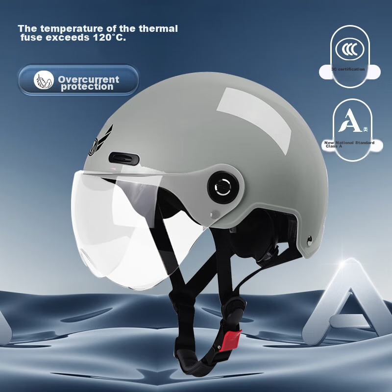 MYARMOR Helmet, Electric Vehicle New National Standard 3C Certified Motorcycle Summer Half Helmet, Lightweight Breathable Safety Helmet for Men And Women, Electric Scooter Helmet, One Size Fits All (Head Circumference Size 54-61cm), Modern Gray