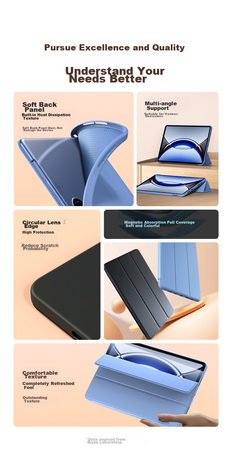 BIAZE Compatible with OPPO Pad3 Pro/OnePlus Pad Pro 12.1-Inch Foldable Stand Tablet Case, Smart Sleep/Wake Protection Anti-Drop Cover PB550-Lavender 2