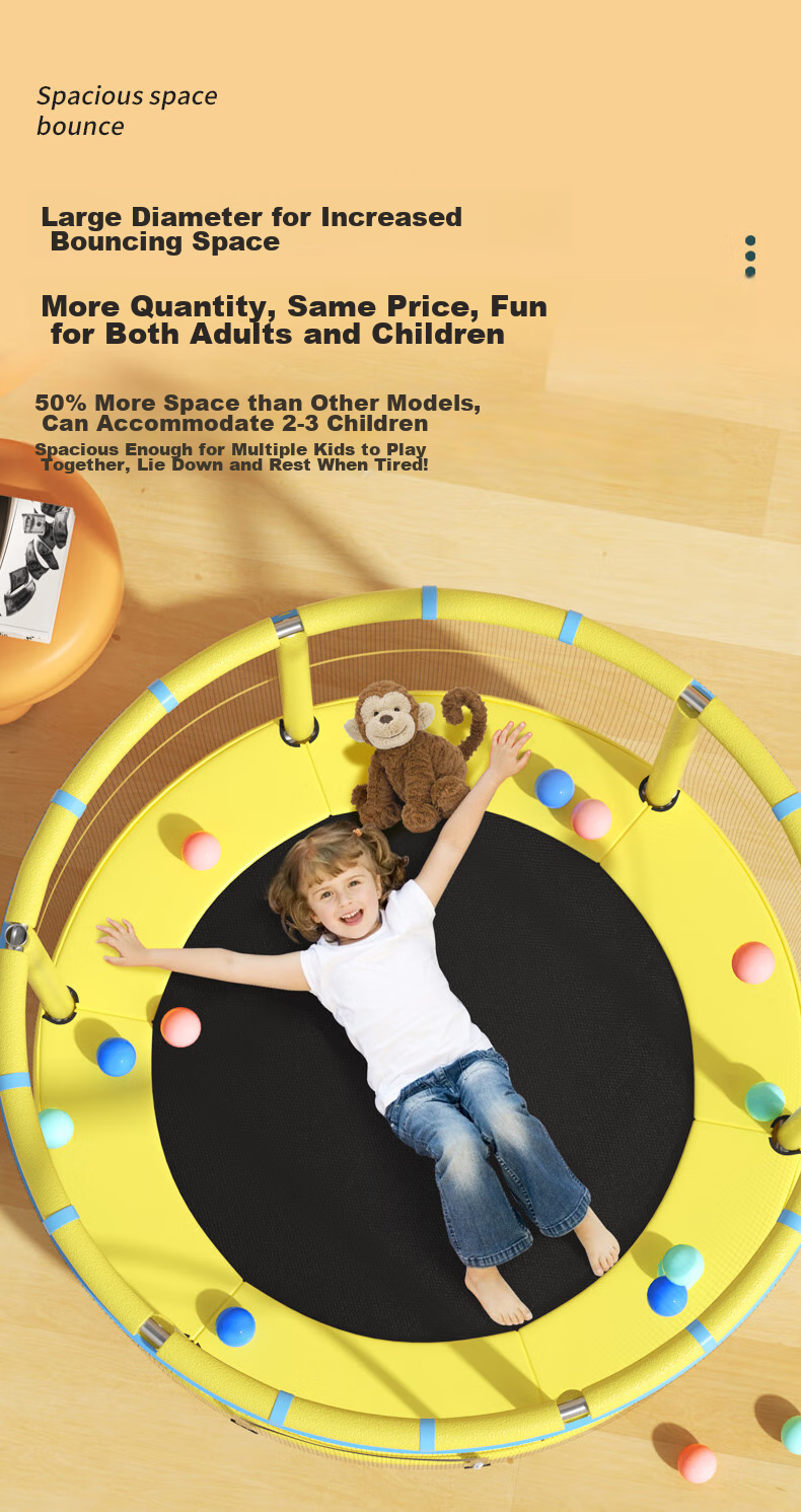 DIBU Indoor Trampoline for Children Aged 2-10, Home Use Exercise Fitness Bouncy Bed, Baby Jumping Toy Trampoline 13