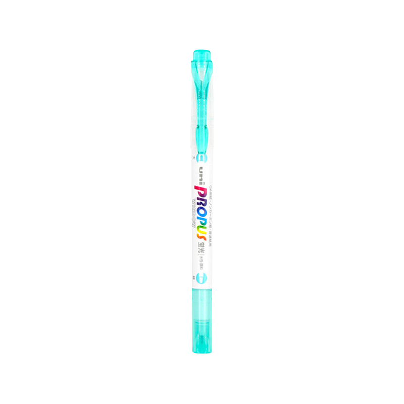 Uni Mitsubishi Light Fluorescent Double-Ended Marker Pen (Fine 0.6mm/thick 4mm) with View Window, Student Highlighting PUS-102T 1 Piece/bag Cyan Blue
