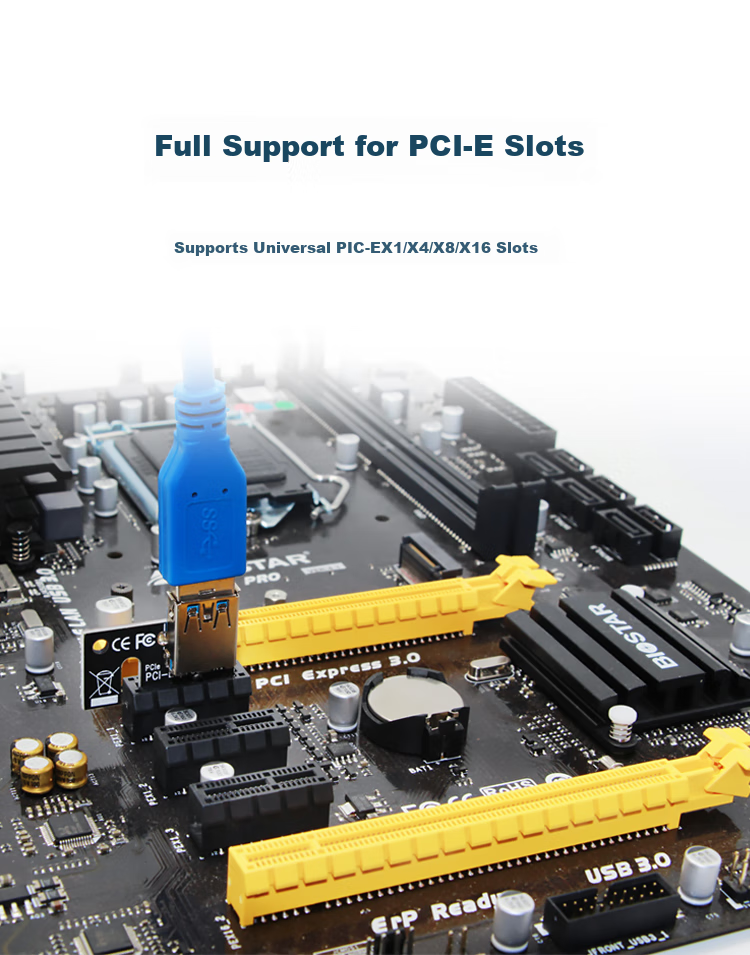 EB-LINK PCI-E X1 to X16 Graphics Card Extension Cable, PCIe 1X to 16X Adapter Cable, Expansion Card, Large 6P Power Supply, Stable Flagship Versio 8