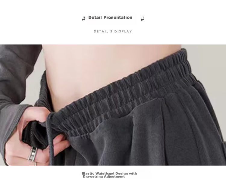 Jeanswest Casual Pants for Women, High-Waisted Loose-Fitting Slimming Joggers, Summer Sports Pants with Drawstring Waist, Dark Gray, Size L 15