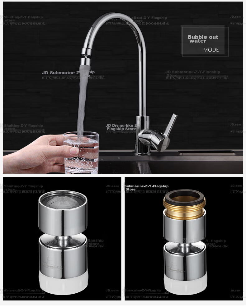 Submarine QP-3 Aerator, Copper Material Basin Faucet, Splash-Proof, 360-Degree Rotating Shower Head, Dual Water Outlet 15