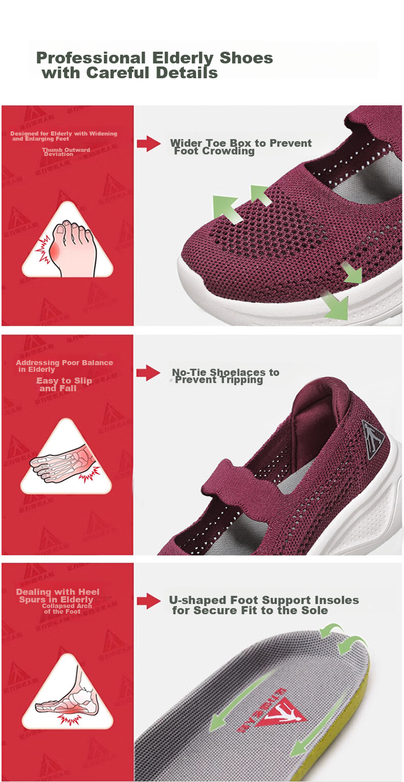 Zulijian Elderly Shoes, Autumn New Style Women's Slip-On Shoes, Mom Shoes, Middle-Aged And Elderly Casual Women's Shoes, 8643K Purple, Size 35 11