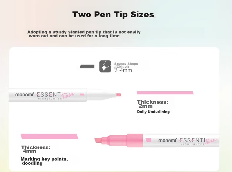 Monami Imported Double-Ended Highlighter Pen, Large Capacity for Students' Note-Taking And Marking, Colorful Pen, And Xue Wei Weifeng 4-Color Set 06023Z04-NB 5