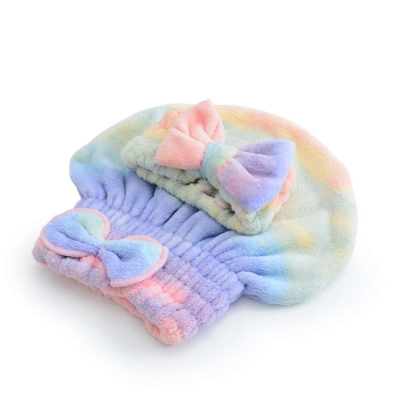 Grace Hair Drying Cap, Cute Korean Style, Absorbent, Soft, Thickened, Portable, Hair Wiping Cap, Quick-Drying Hairband, Two-Piece Set