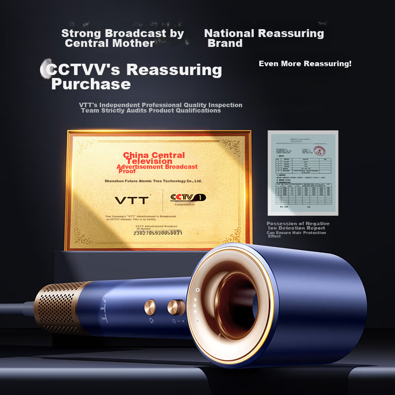 VTT High-Speed Intelligent Hair Dryer for Home Use, High-Power Negative Ion Hair Care, Strong Airflow, Quick-Drying, Gentle on Hair, Low Noise, Portable Styling Professional Electric Hair Dryer, Birthday Gift Included