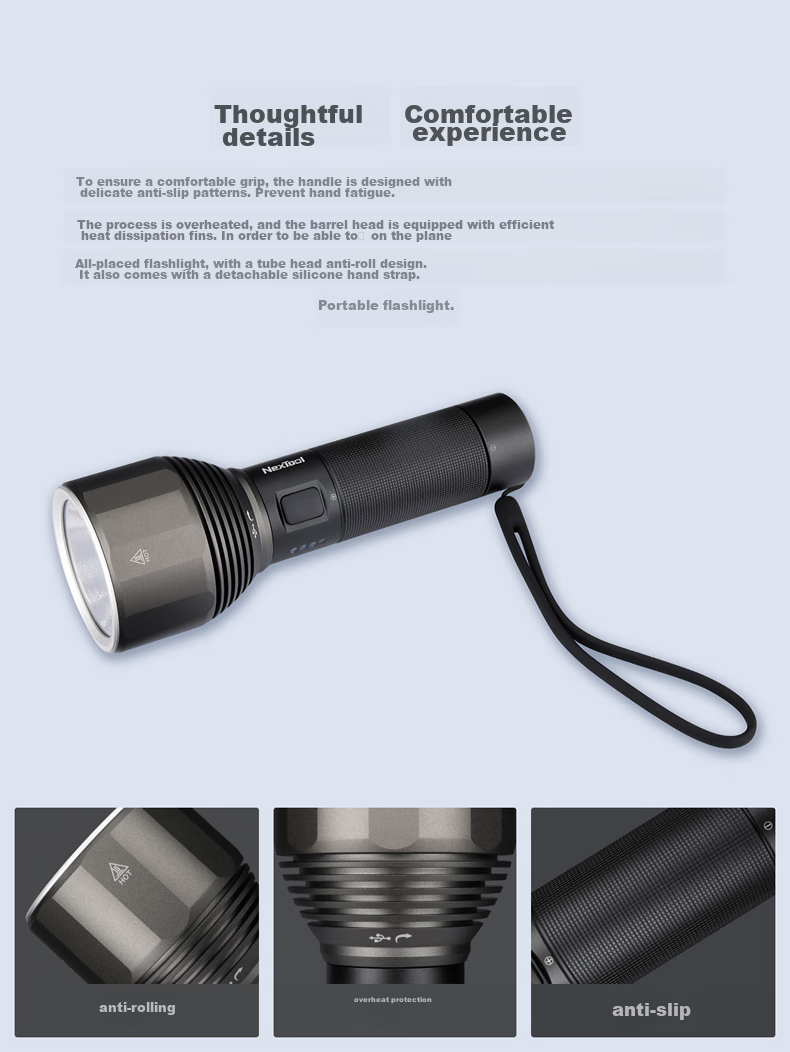 NexTool Outdoor And Home High-Intensity Flashlight, Ultra-Bright Long-Range Portable Waterproof Emergency Light for Home Use, High Brightness Type-C Rechargeable 7
