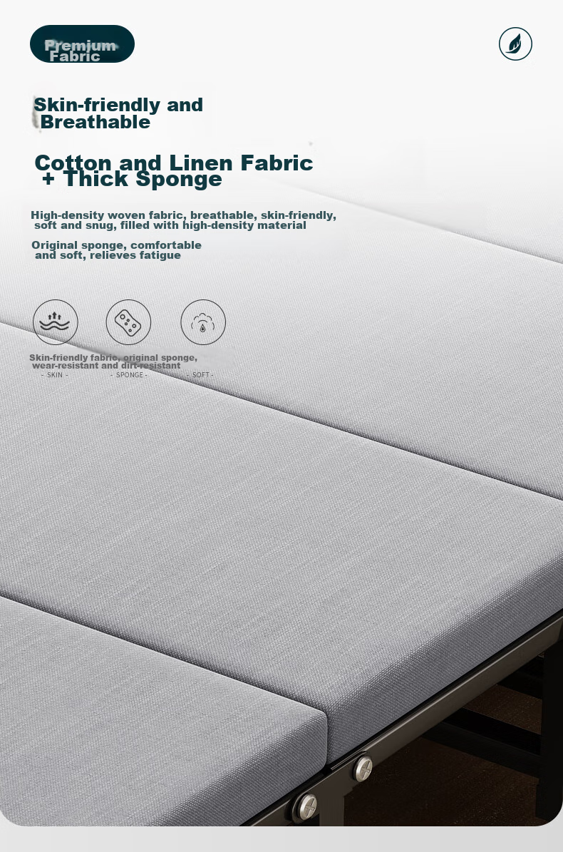 Quanpinwu Folding Bed, Single Bed for Office Nap, Four-Fold Bed for Home Use, Simple Bed, Hospital Accompanying Bed, Nap Essential 8