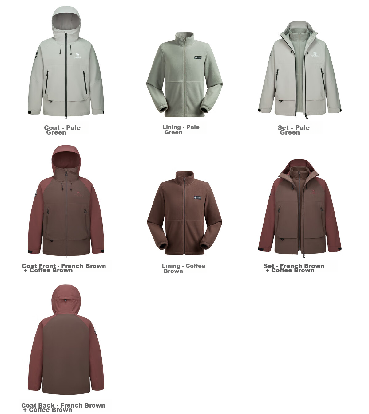 CAMEL Men's Outdoor Jacket, Three-In Windproof And Waterproof Coat, Hiking Wear, Outerwear for Men M34CA49650 40