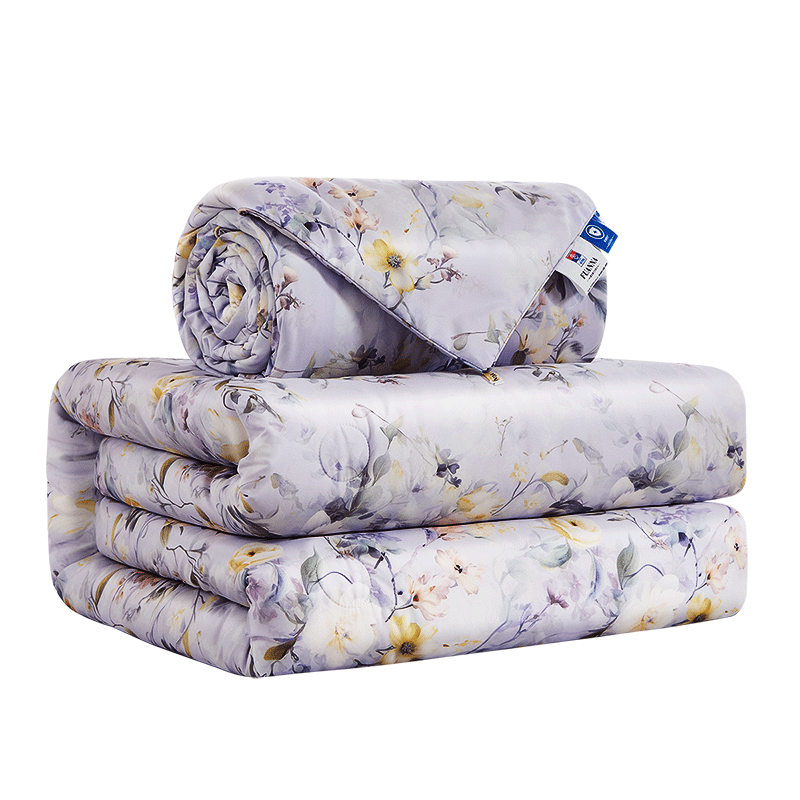 FUANNA Xingqi Garden 100% Silk Duvet, Antibacterial Two-In Mother-Child Quilt, 8.6 Jin (4.3 Kg), 230*229cm, Purple