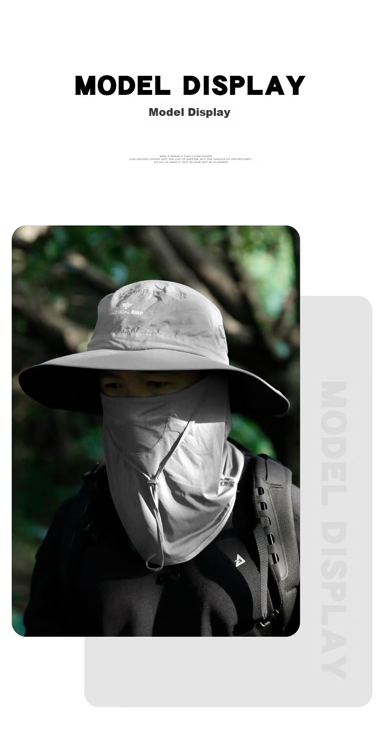 Zhanshuniao Ice Spear | Ice Silk Face Mask for Summer Outdoor Sun Protection Hat, Men's Hiking Wide Brim Fishing Neck Guard Fisherman Hat 8