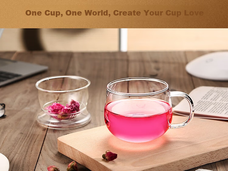 Fuguang Transparent Tea Cup with Inner Liner, Tea Infuser Mug, Office Glass Water Bottle, 350ml 10